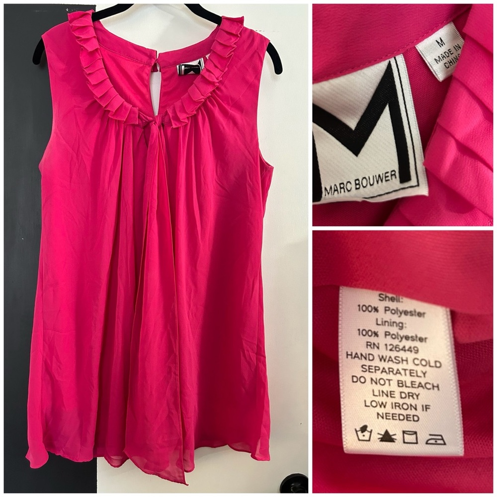 Marc Bouwer Women’s M Fuchsia Pink Ruffled Tunic Blouse